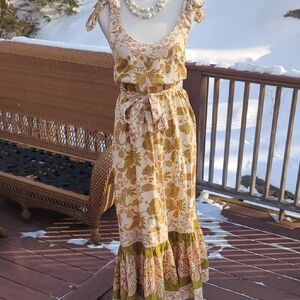 Miss June Linen Floral Maxi Dress